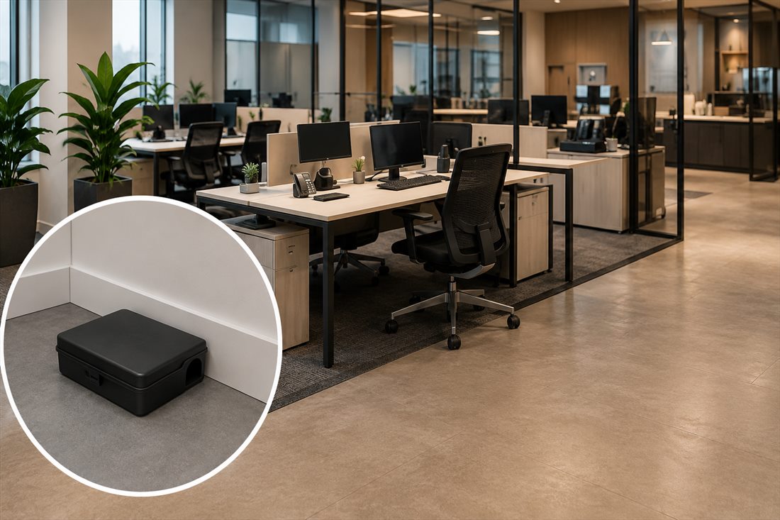 Bureaux en open space équipés d'un point de contrôle discret