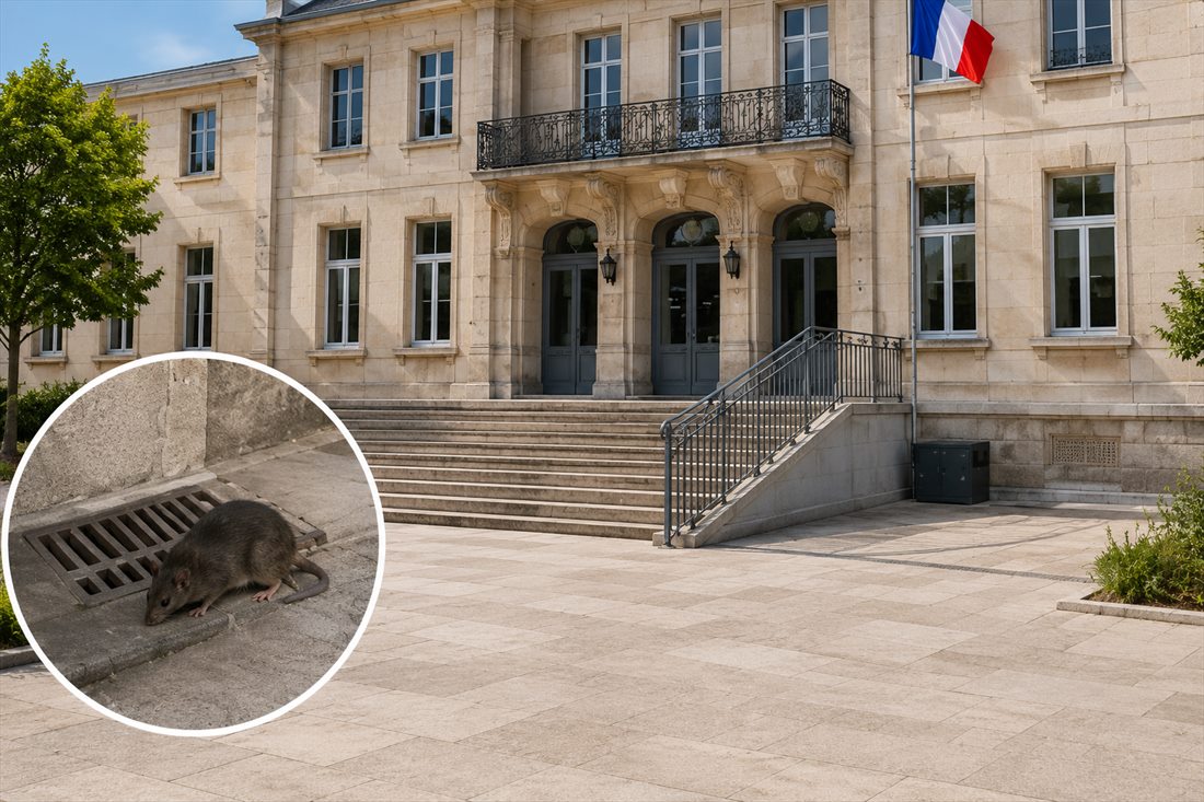 Bâtiment public d'une collectivité et point de contrôle anti-rongeurs